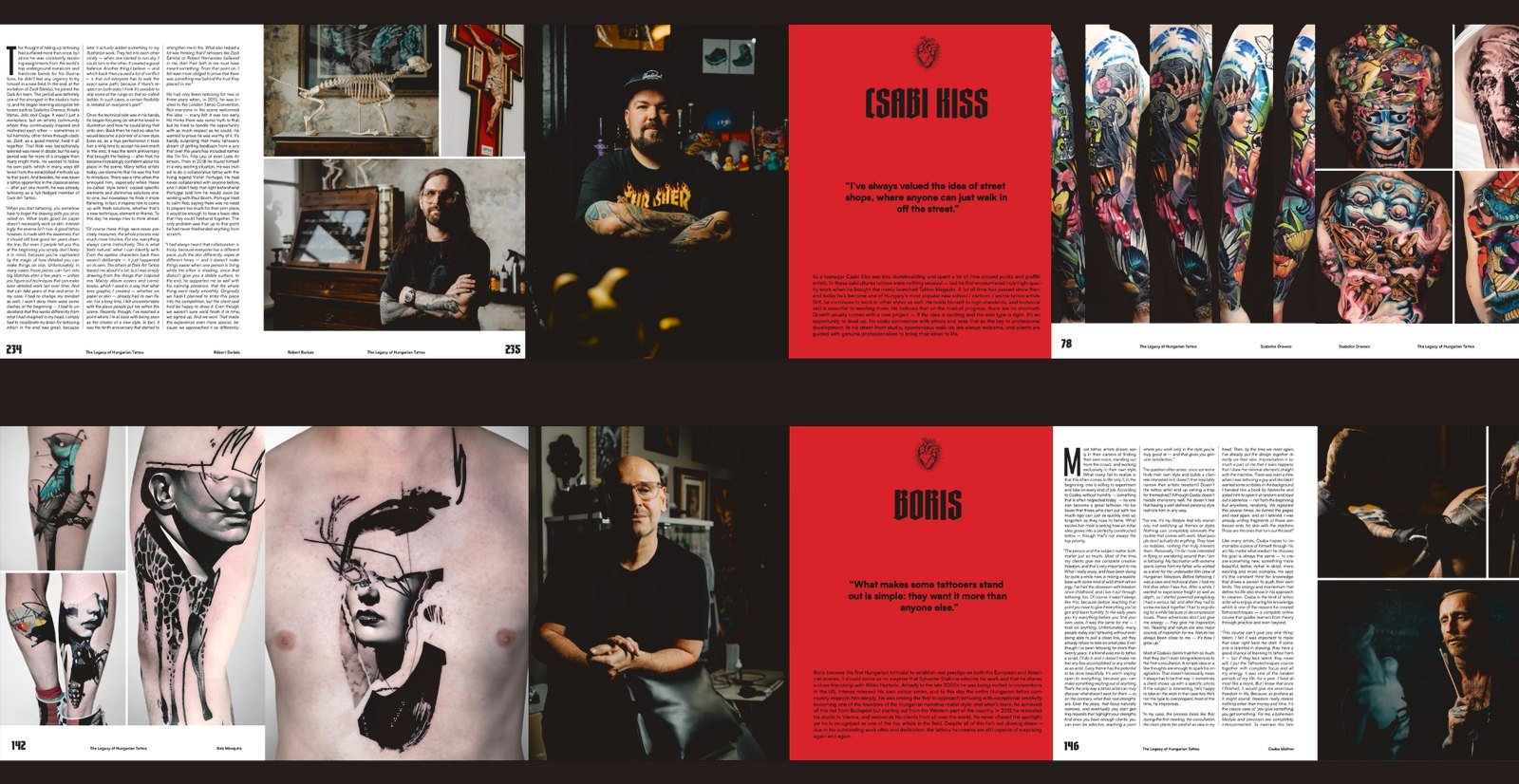 Eight open spreads from Rebel Heart showing artist portraits, studios and photographs of their work